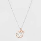 No Brand Heart Mother Of Pearl Inlay Two Tone Necklace - Silver, Women's,
