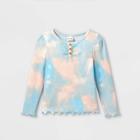 Toddler Girls' Rib Henley Long Sleeve T-shirt - Art Class Blue