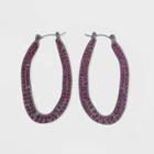 Oval Rhinestone Hoop Earrings - A New Day Pink