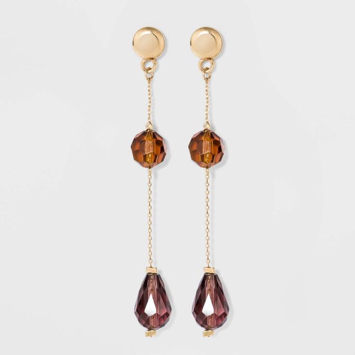 Round And Teardrop Linear Earrings - A New Day Burgundy, Women's, Size:
