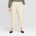 Women's Plus Size Mid-rise Pleat Front Straight Cropped Trouser - Who What Wear Cream 14w, Women's, Beige