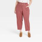 Women's Plus Size Mid-rise Regular Fit Cargo Pants - Knox Rose Rose Red