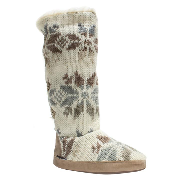 Women's Muk Luks Maleah Slipper Boots - Cream L(8-9), Size: