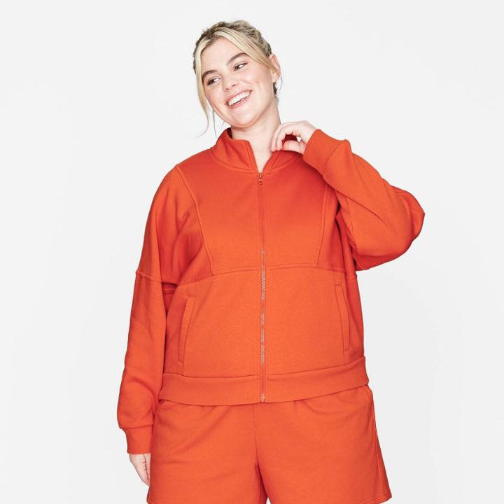 Women's Plus Size Zip-up Sweatshirt - Universal Thread Orange