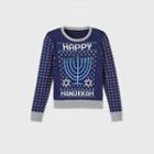 Well Worn Girls' 'happy Hanukkah' Pullover Sweater - Blue