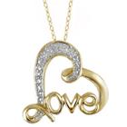 Distributed By Target Women's Sterling Silver Round-cut White Diamond Pave Set Love Heart Pendant - Yellow
