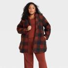 Women's Plus Size Cardigan Coat - Ava & Viv Rust Plaid