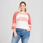 Netflix Women's Stranger Things Plus Size 3/4 Sleeve Upside Down Raglan Graphic T-shirt (juniors') Heather Gray