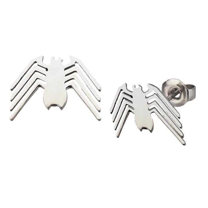 Marvel Spider-man Logo Cut Out Earring Studs - Silver, Stainless