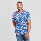 Men's Floral Print Standard Fit Short Sleeve Button-down Camp Shirt - Goodfellow & Co Blue S, Men's,