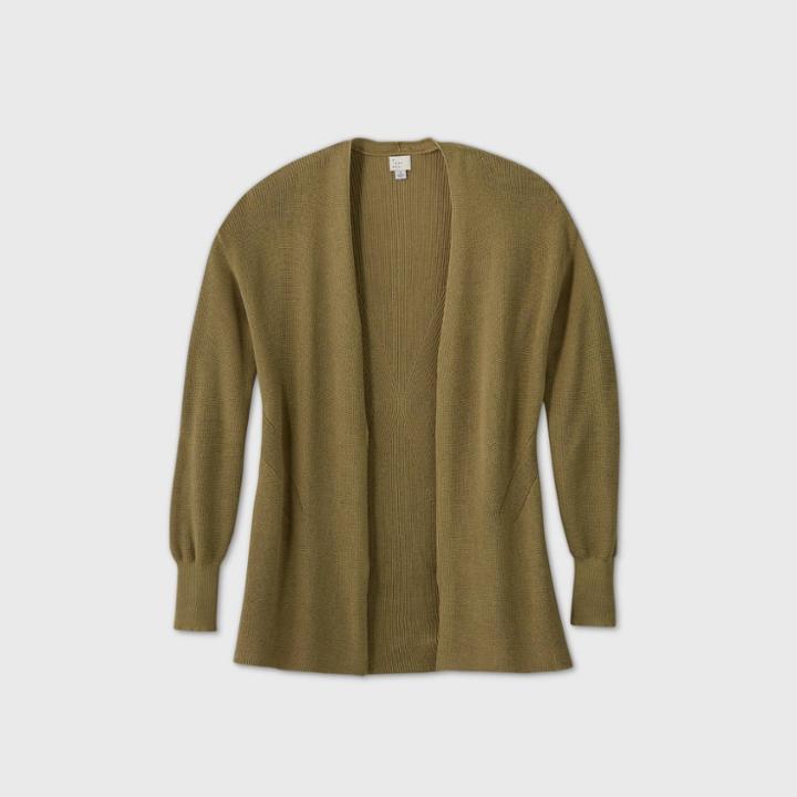 Women's Essential Open-front Cardigan - A New Day Green