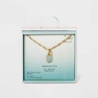 Silver Plated Gold Dipped Paperclip Chain And Semi-precious Stone 18 Pendant Necklace - A New Day Amazonite