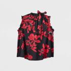 Women's Plus Size Floral Print Keyhole Tank Top - Who What Wear Black