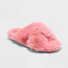 Girls' Brooklyn Crossband Fur Slippers - Cat & Jack Vibrant Pink