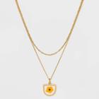 Bella Uno Bellissima Gold Plated Pressed Buttercup Flower Pendant Necklace - Gold