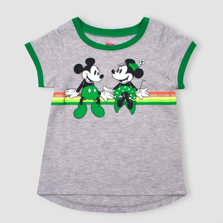 Toddler Girls' Disney Mickey Mouse & Friends Minnie Mouse Short Sleeve T-shirt - Gray