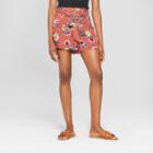 Women's Floral Print Paperbag Waist Woven Shorts - Xhilaration Red