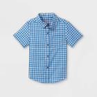 Toddler Boys' Adaptive Gingham Woven Button-down Shirt - Cat & Jack Blue/white