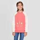 Girls' Long Sleeve Unicorn Pocket Cozy Pullover - Cat & Jack Peach Xs, Girl's, Pink