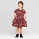 Petitetoddler Girls' Short Sleeve Floral T-shirt Dress - Art Class Maroon 12m, Girl's, Red