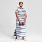 Women's Plus Size Striped T-shirt Maxi Dress - Ava & Viv Blue