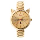 Women's Boum Miaou Cat Accent Stainless Steel Bracelet Watch-gold, Gold
