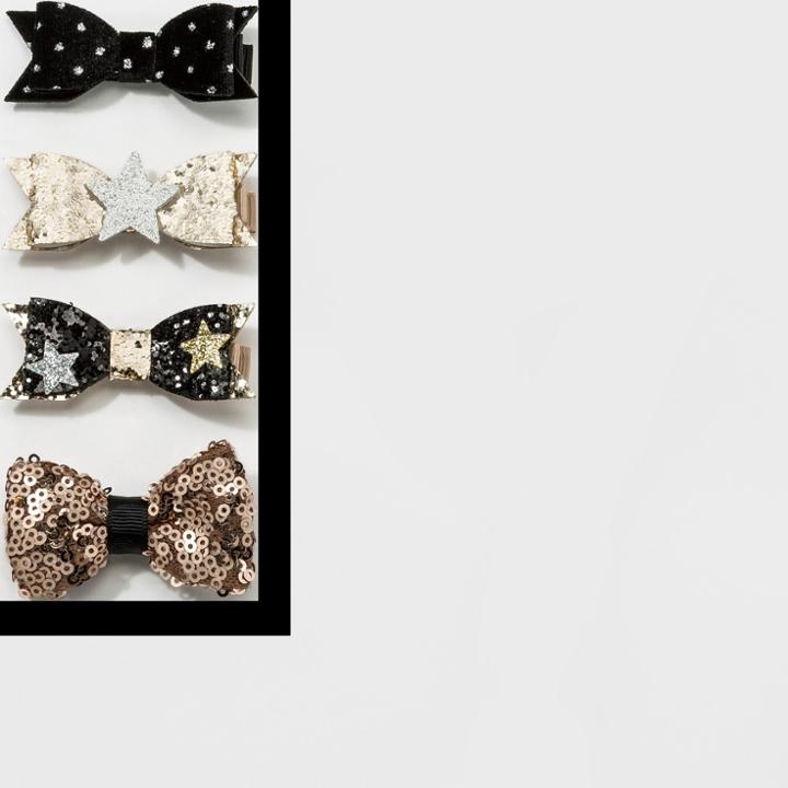 Toddler Girls' 4pk Bow Hair Clips - Cat & Jack Black/gold