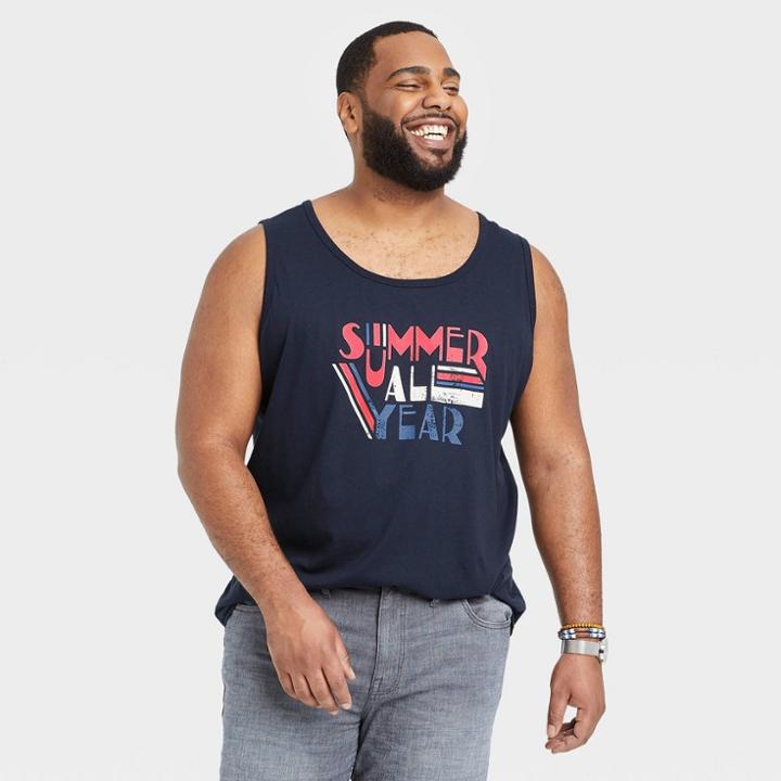Men's Big & Tall Regular Fit U-neck Tank Top - Goodfellow & Co Blue