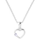 Journee Collection 1/10 Ct. T.w. Round-cut Cz Heart Pave Set Necklace In Sterling Silver - Lavender, Girl's