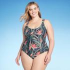 Women's Plus Size Plunge Open Strappy One Piece Swimsuit - Kona Sol Multi