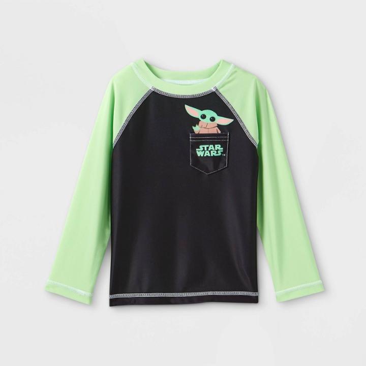 Toddler Boys' Lucasfilm Baby Yoda Rash Guard - Black