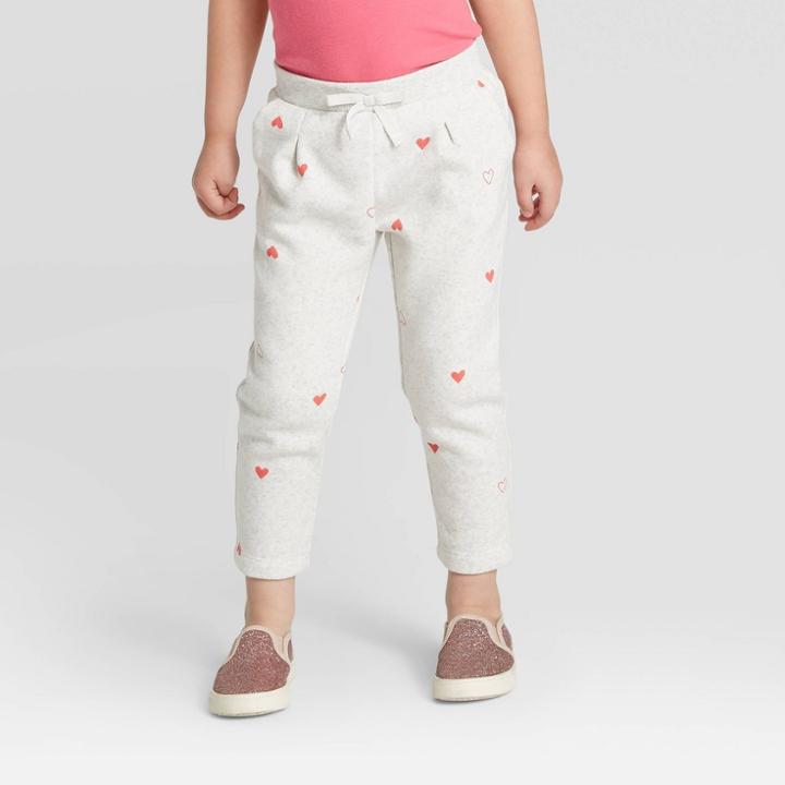 Oshkosh B'gosh Toddler Girls' Heart Jogger Pants - Gray 12m, Toddler Girl's