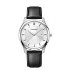 Men's Wenger City Classic - Swiss Made - Silver Dial Leather Strap Watch - Black