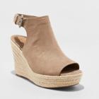Women's Cayla Microsuede Wide Width Shield Espadrille Wedge - Universal Thread Taupe (brown) 6.5w,