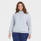 Women's Plus Size Quarter Zip Quilted Pullover Sweatshirt - Universal Thread Twilight Blue