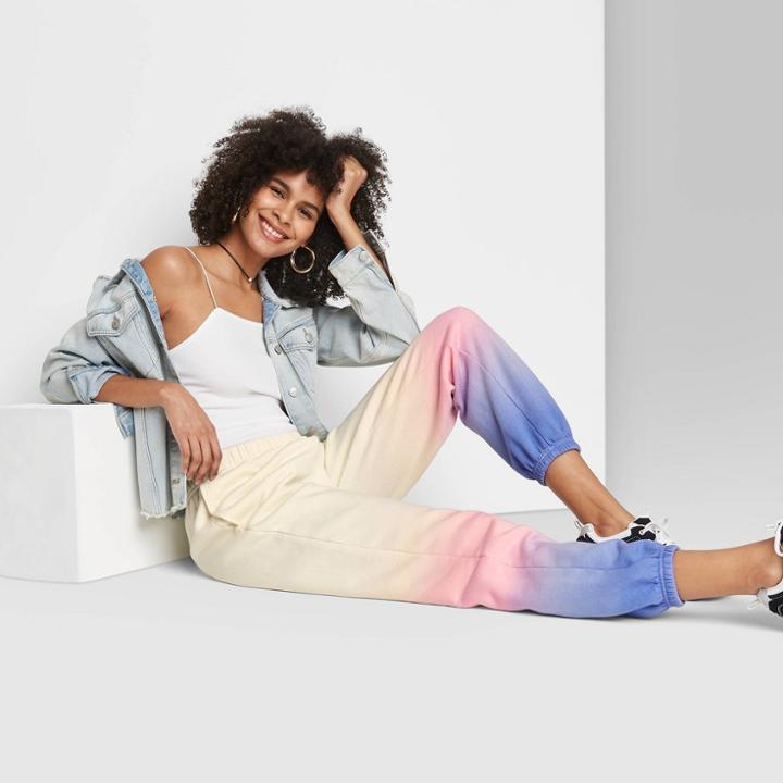 Women's High-rise Vintage Jogger Sweatpants - Wild Fable Pink/purple Dip-dye