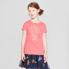 Girls' Short Sleeve Never Give Up Graphic T-shirt - Cat & Jack Coral