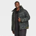 Men's Big & Tall Camo Print Heavyweight Down Puffer Jacket - All In Motion Green