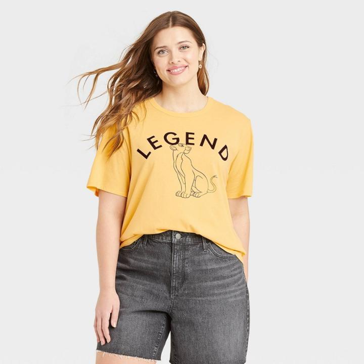 The Lion King Women's Mother's Day Disney Lion King Plus Size Legend Short Sleeve Graphic T-shirt - Yellow