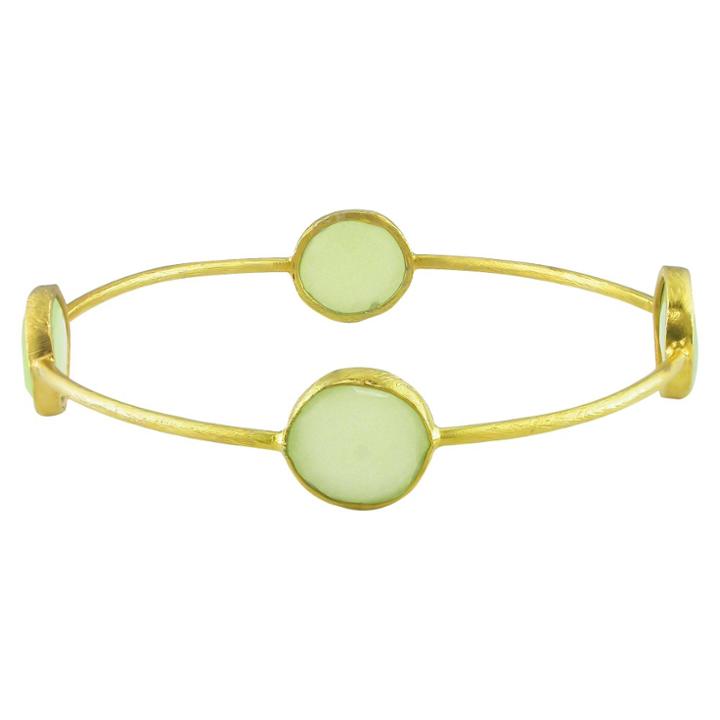 Target 13mm Green Chalcedony Bangle In 22k Gold Plated Brass - Green