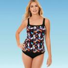 Women's Contrast Trim Over The Shoulder One Piece Swimsuit - Dreamsuit By Miracle Brands Black 6, Women's,