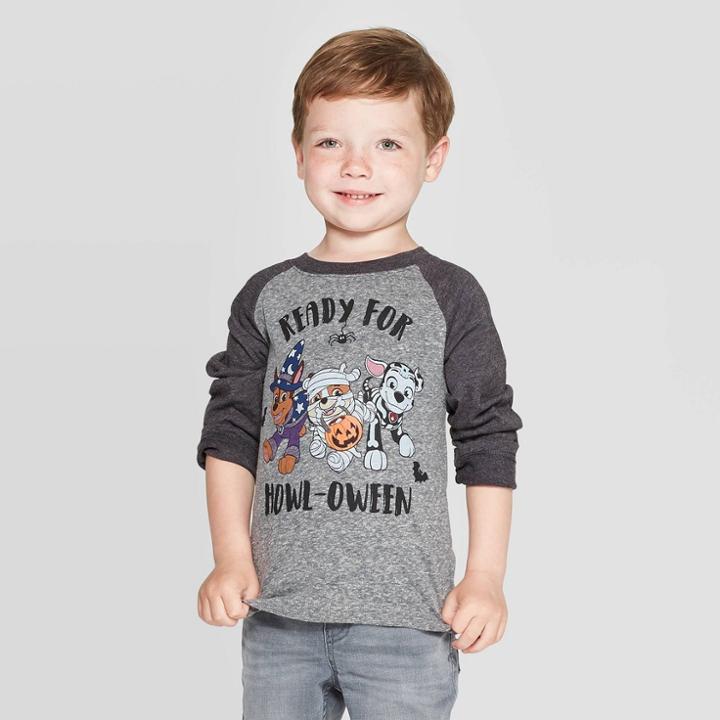 Toddler Boys' Paw Patrol 'ready For Howloween' Long Sleeve T-shirt - Gray