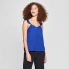 Women's Ruffle Cold Shoulder Cami - A New Day Blue