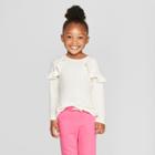 Toddler Girls' Long Sleeve Cozy Pullover - Cat & Jack Almond Cream 12m, Girl's, White