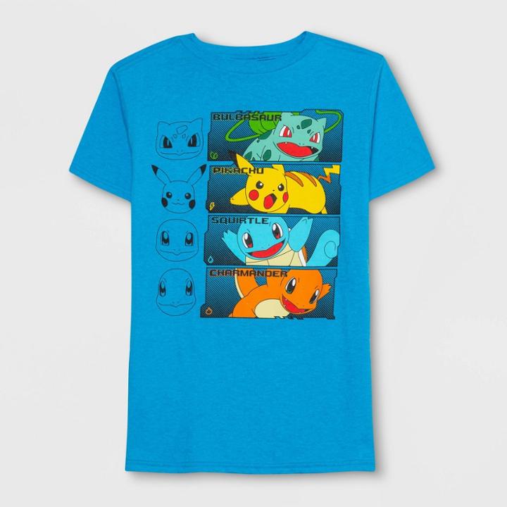 Boys' Pokemon Grid Short Sleeve T-shirt - Turquoise Heather
