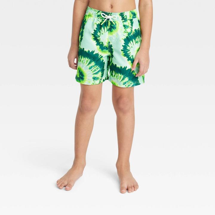Boys' Swirl Tie-dye Swim Trunks - Cat & Jack Green