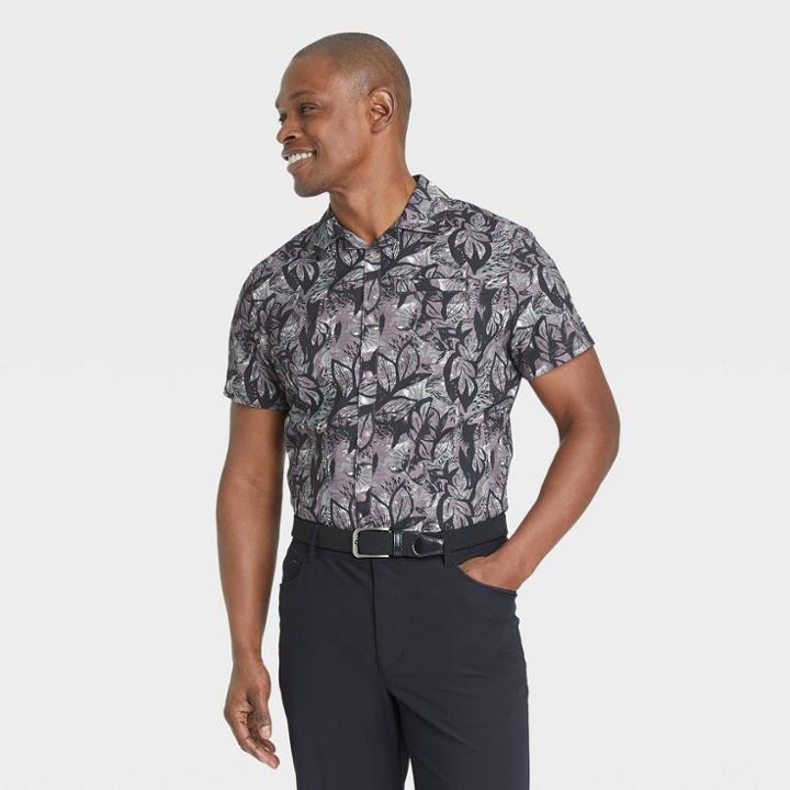 Men's Short Sleeve Leaf Print Adventure T-shirt - All In Motion Purple
