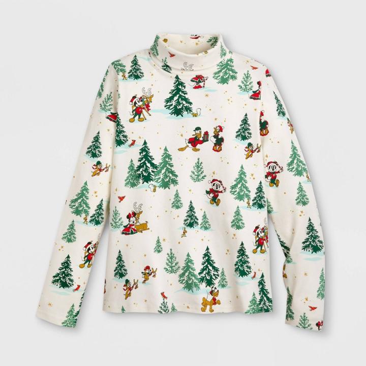 Women's Plus Disney Mickey Mouse Holiday Turtleneck Graphic T-shirt - 1x - Disney Store, One Color