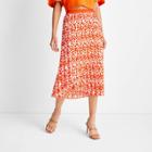 Women's Pleated A-line Skirt - Future Collective With Kahlana Barfield Brown Orange Geometric