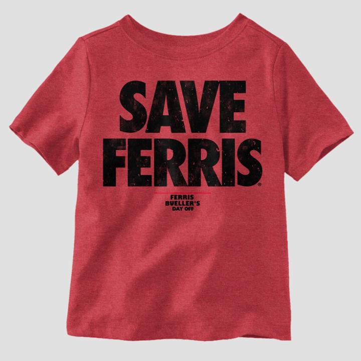 Toddler Boys' Ferris Bueller's Day Off 'save Ferris' Short Sleeve T-shirt - Red